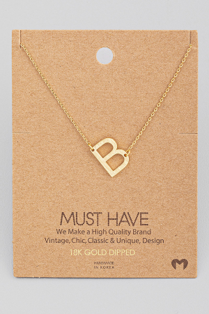 Brushed Initial B Pendant Necklace