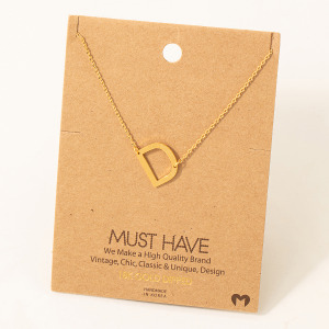 Brushed Initial D Pendant Necklace