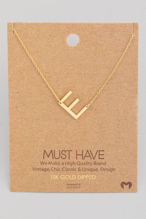 Brushed Initial E Pendant Necklace