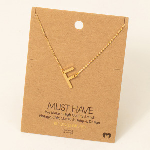Brushed Initial F Pendant Necklace