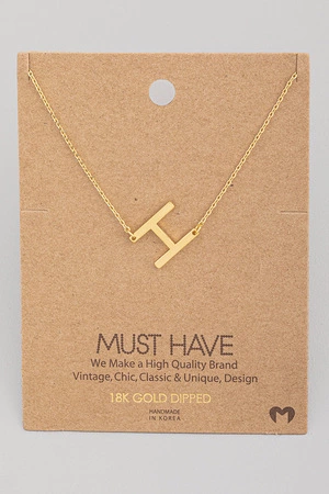 Brushed Initial H Pendant Necklace