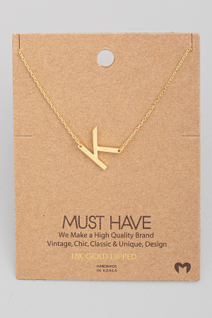 Brushed Initial K Pendant Necklace