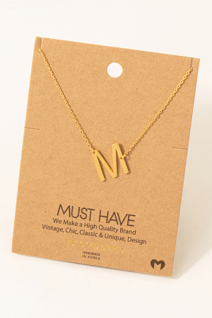 Brushed Initial M Pendant Necklace