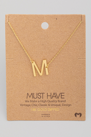 Brushed Initial M Pendant Necklace