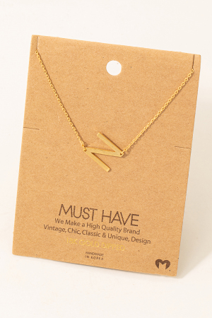Brushed Initial N Pendant Necklace