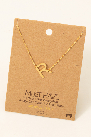 Brushed Initial R Pendant Necklace
