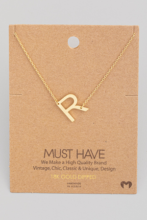 Brushed Initial R Pendant Necklace