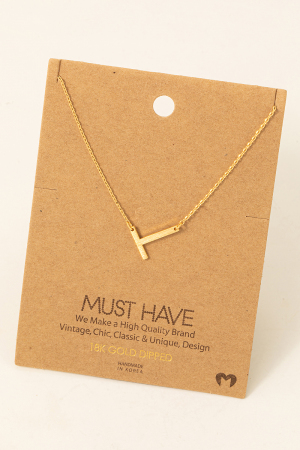 Brushed Initial T Pendant Necklace