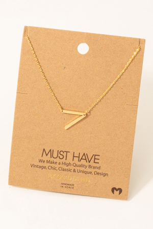 Brushed Initial V Pendant Necklace
