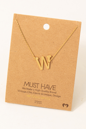 Brushed Initial W Pendant Necklace