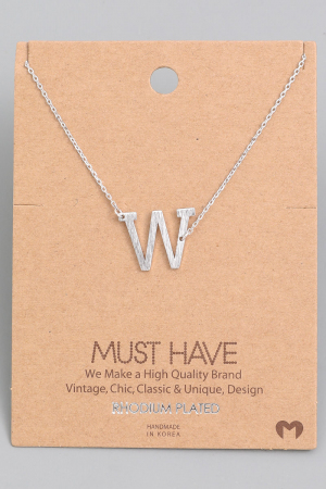 Brushed Initial W Pendant Necklace