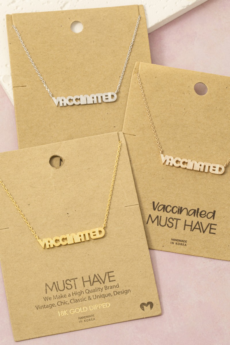Gold Dipped Vaccinated Print Pendant Necklace