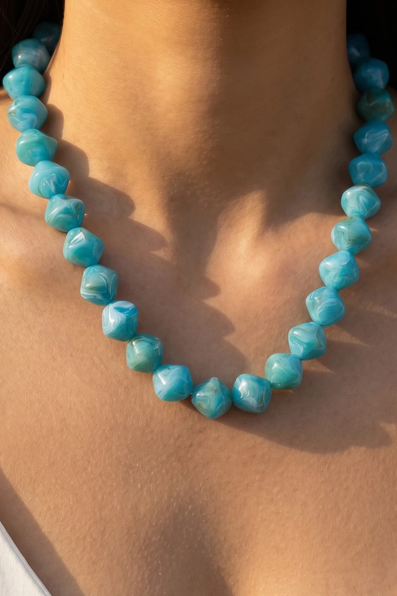 Chunky Round Resin Bead Statement Necklace