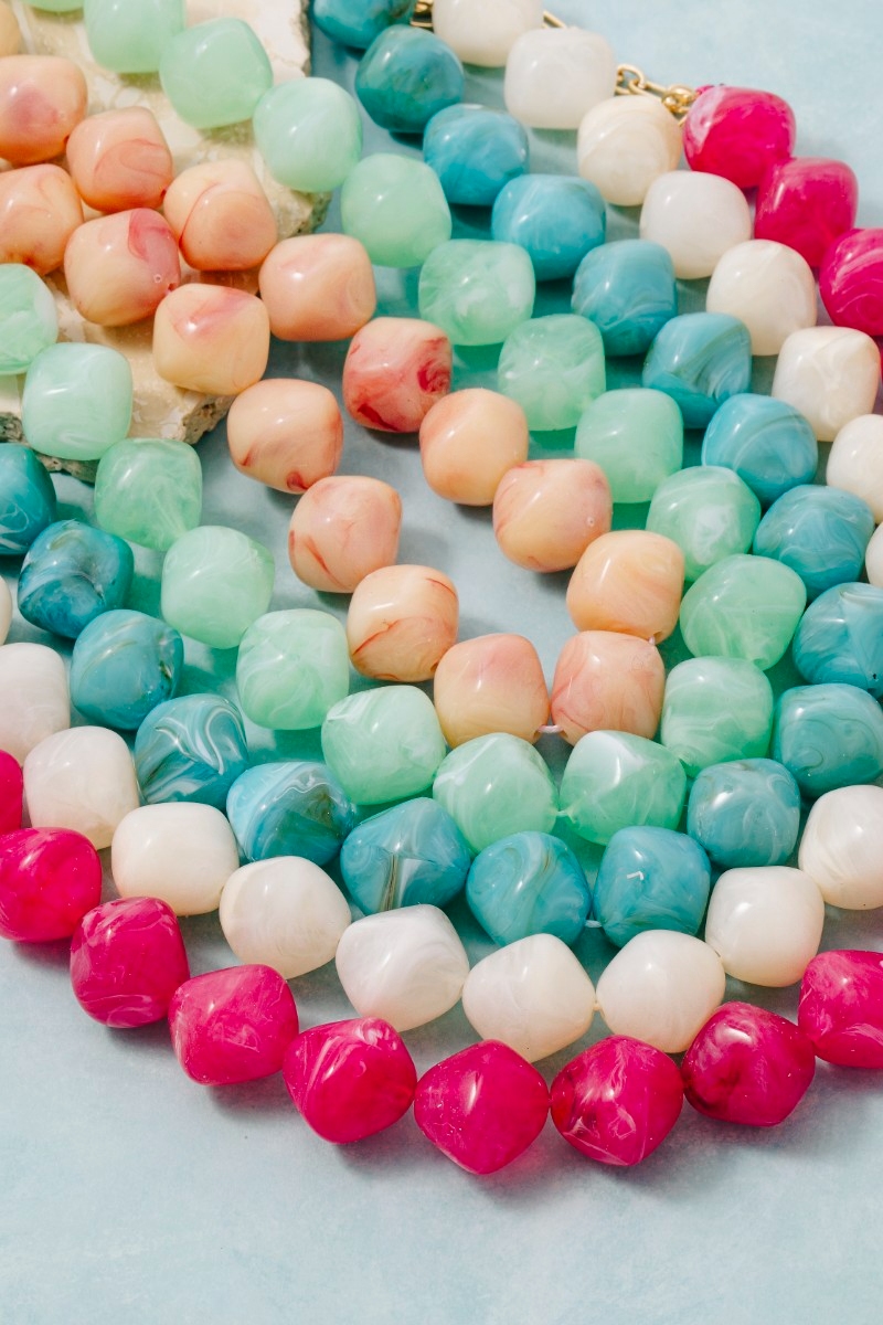 Irregular Marble Resin Beaded Necklace