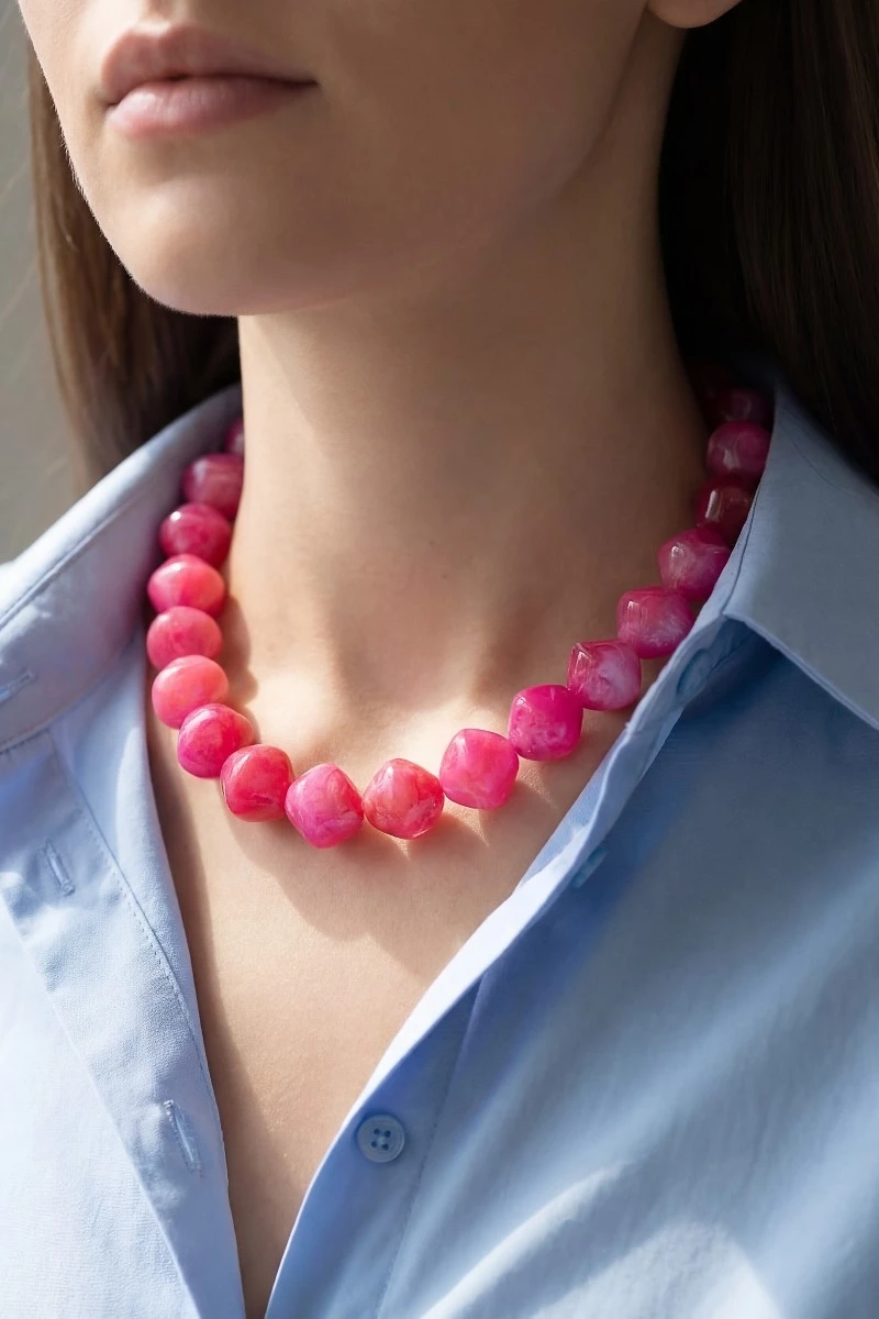 Irregular Marble Resin Beaded Necklace