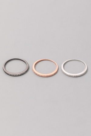 Rhinestone Trim Mulit-Colored Ring Set.