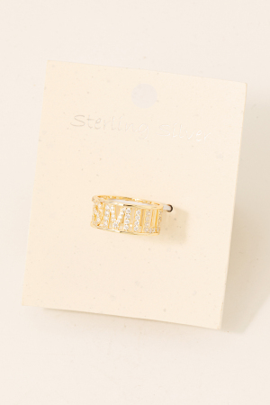 Sterling Silver Studded Smile Ring