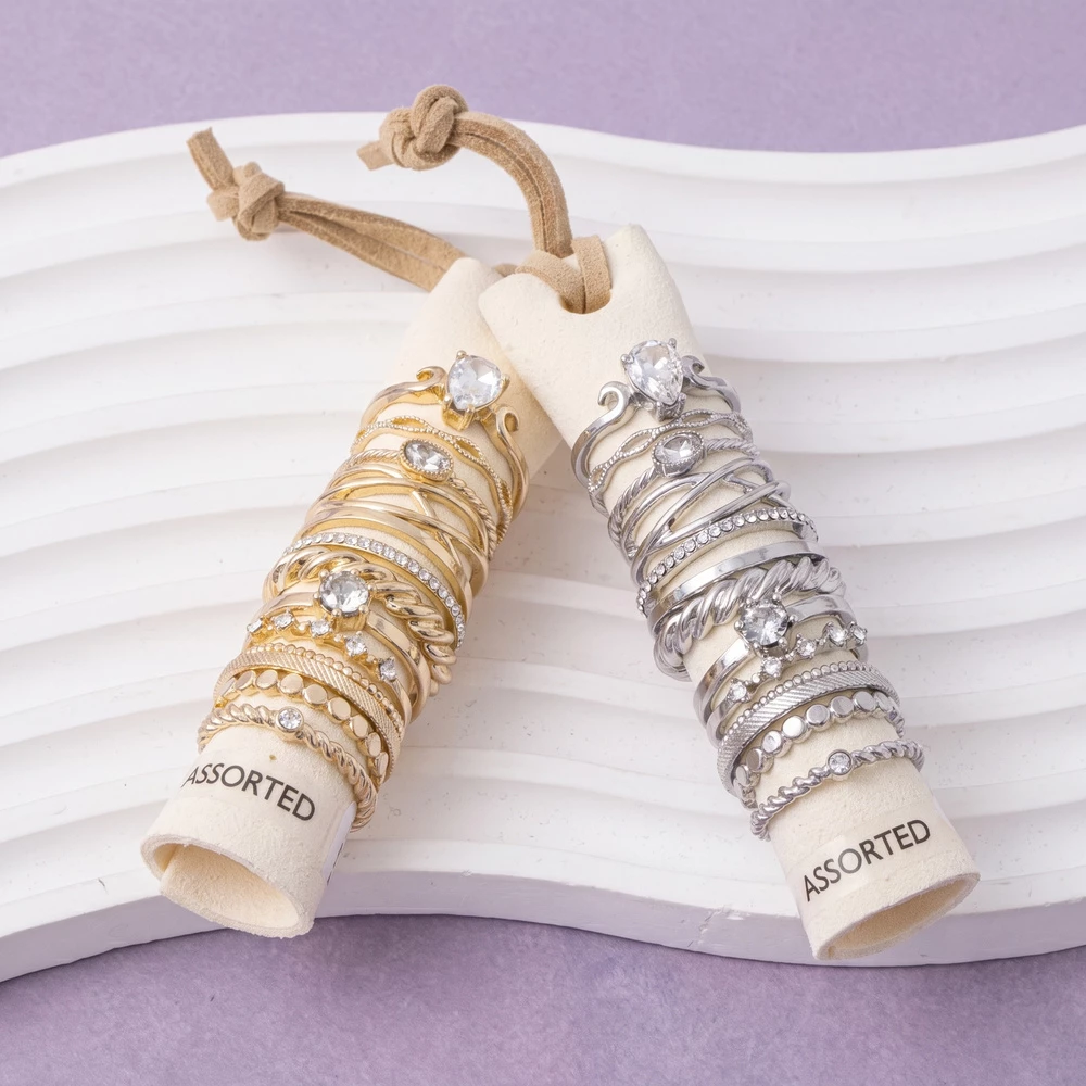Teardrop Crystal Stackable Ring Set