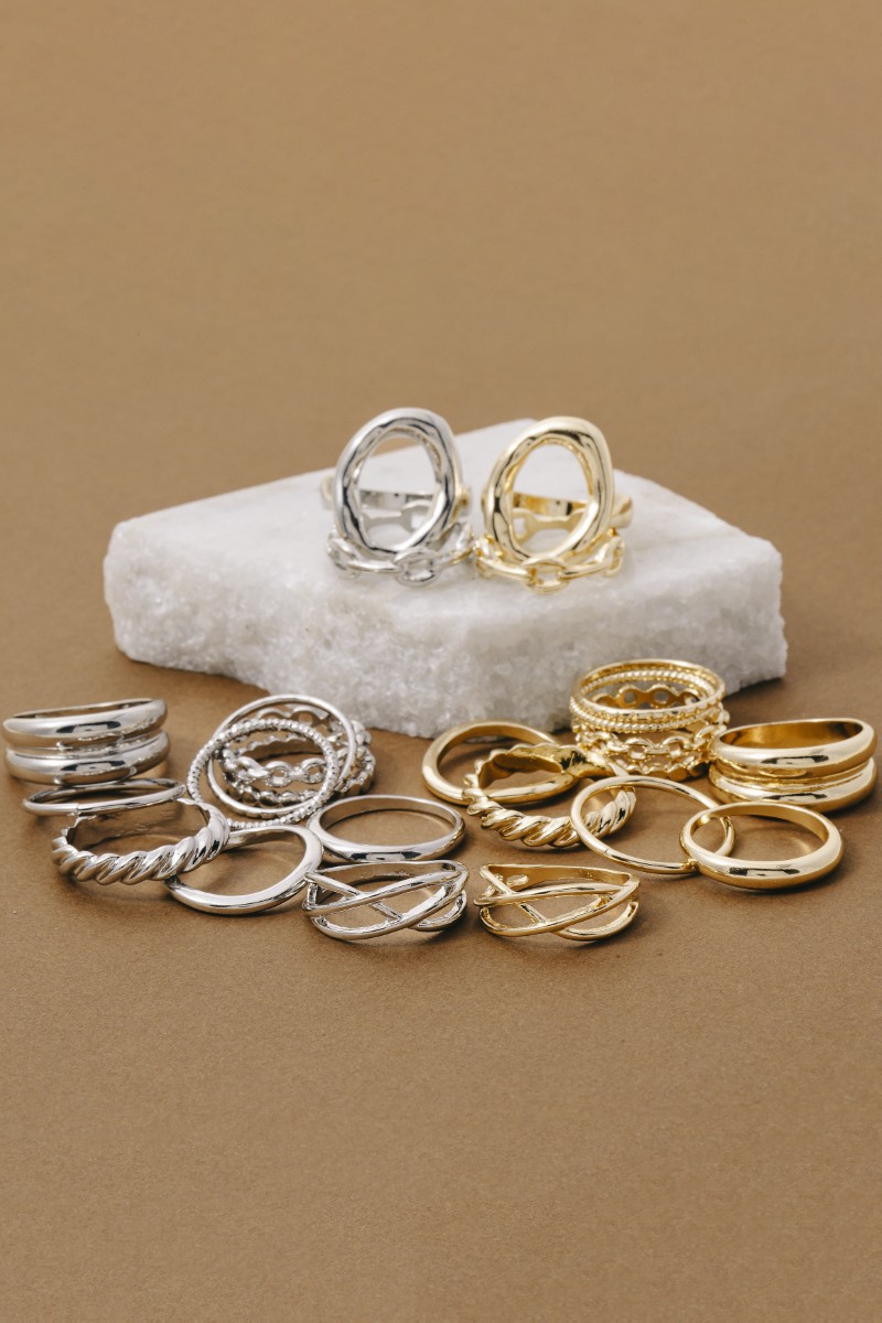 Assorted Twelve Piece Metal Ring Set