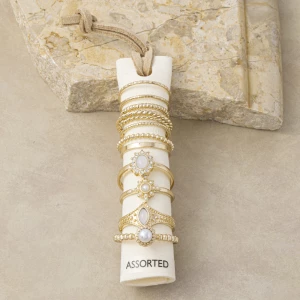 Pearl Cabochon Stacking Ring Set