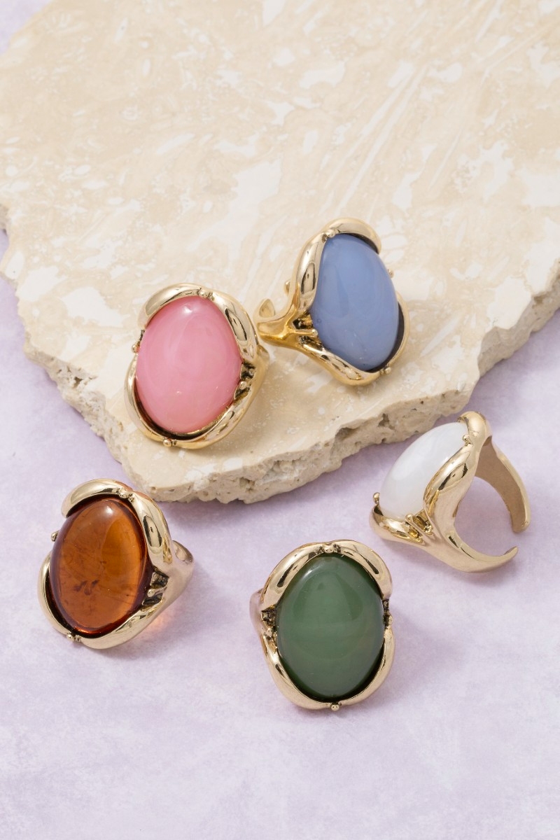 Oval Resin Vintage Style Open Band Ring