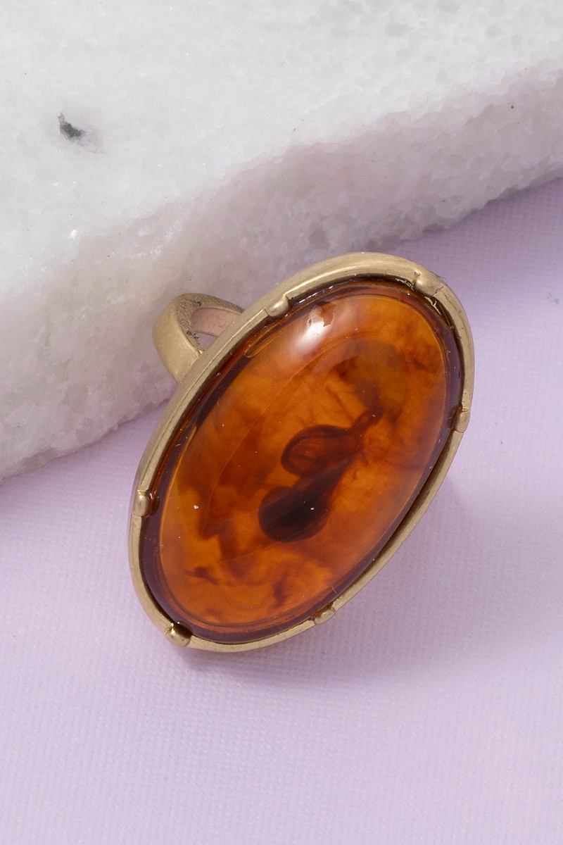 Oval Resin Stone Open Band Ring