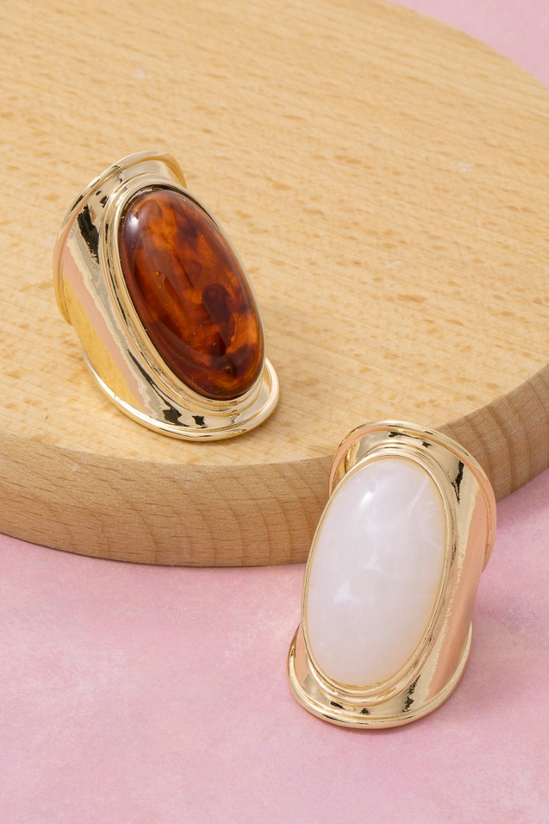 Vintage Oval Resin Style Open Band Ring