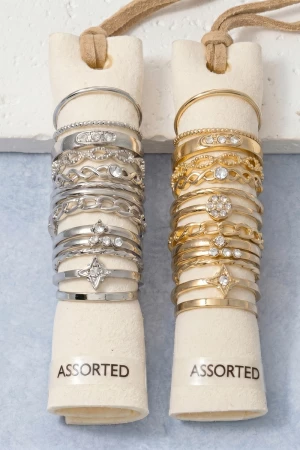 Crystal Star And Pave Stacking Ring Set