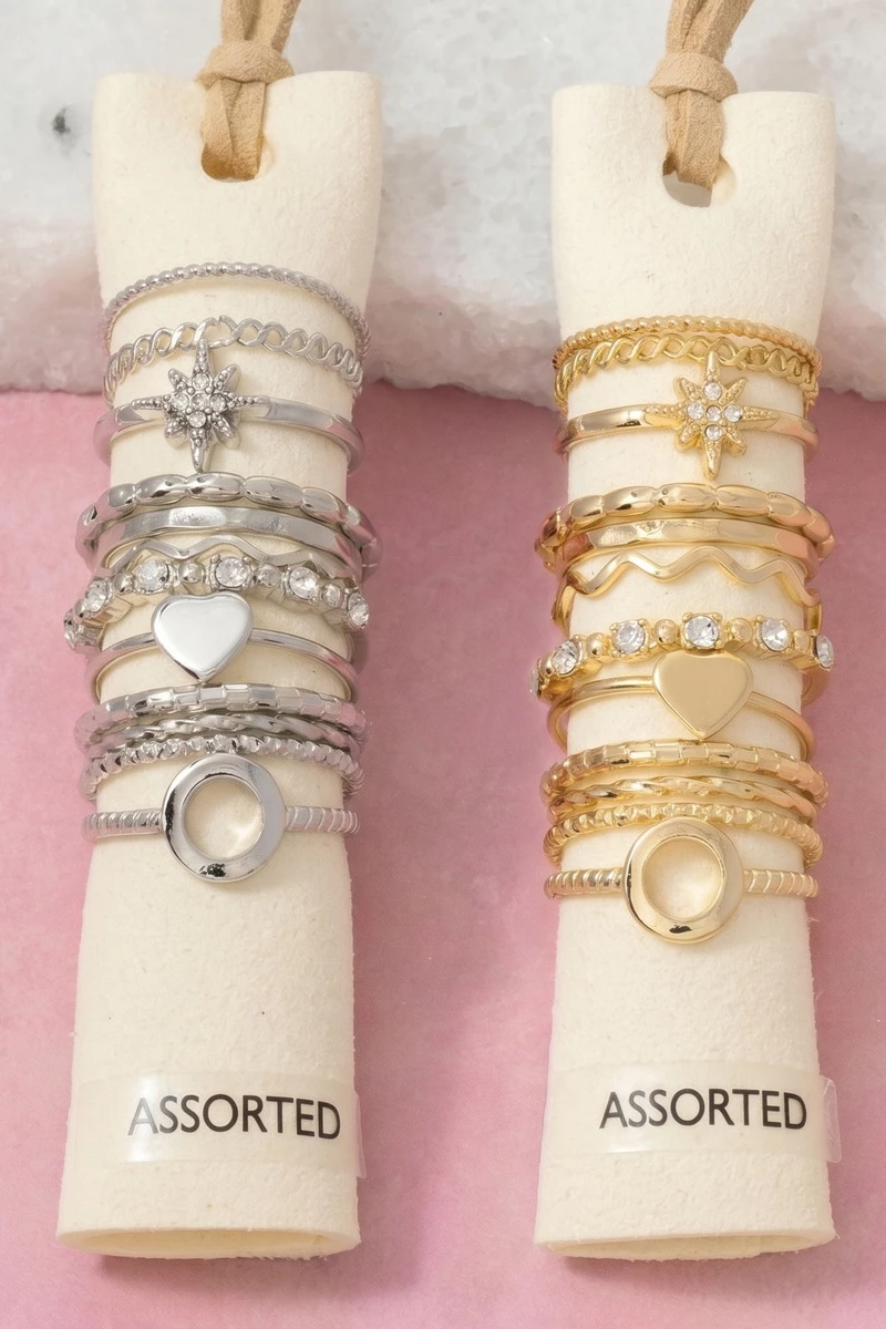 Oval Signet And Crystal Stacking Ring Set