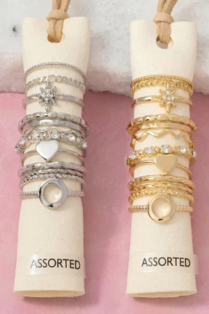 Oval Signet And Crystal Stacking Ring Set