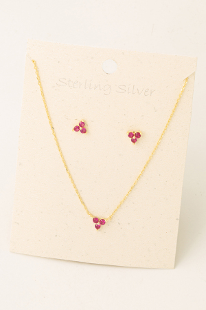 Sterling Silver Stud Pendant Necklace Set