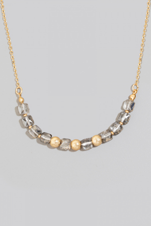 Faceted Glass And Metallic Beads Chain Necklace