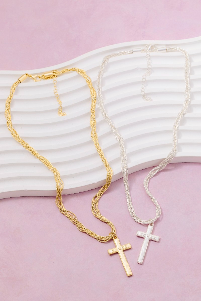 Multi Chain Cross Pendant Necklace