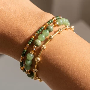 Speckled Bead Layered Stretch Bracelet Set