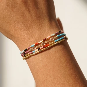 Seed Bead Multi Strand Crystal Station Bracelet