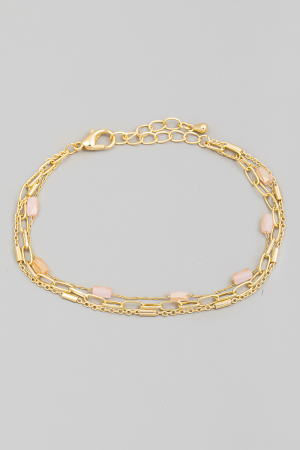 Faceted Tube Beaded Chain Layered Bracelet