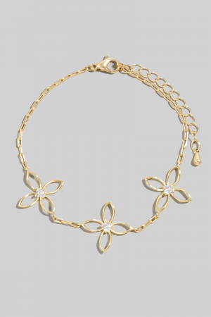 Mini Cz Stud Flower Charms Chain Bracelet