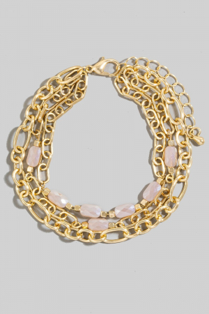 Faceted Rectangle Glass Beads Layered Chains Bracelet