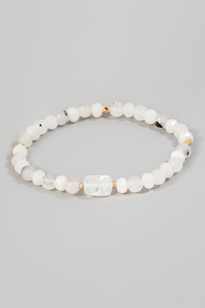 Stone Charm And Beaded Bracelet