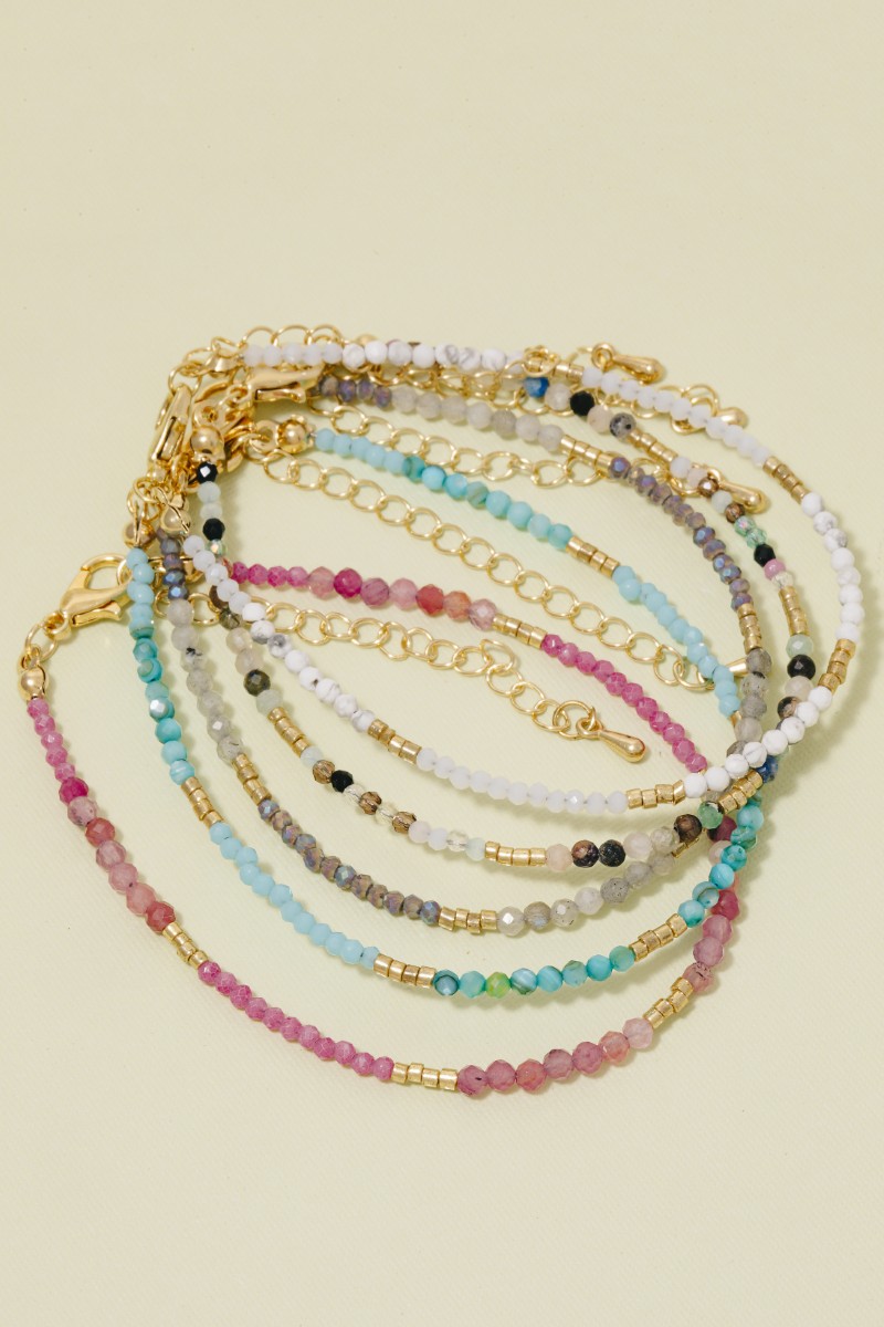 Mini Semi Precious Faceted Stone Beaded Bracelet