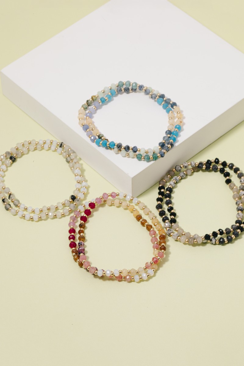 Semi Precious Faceted Stone Beaded Bracelet
