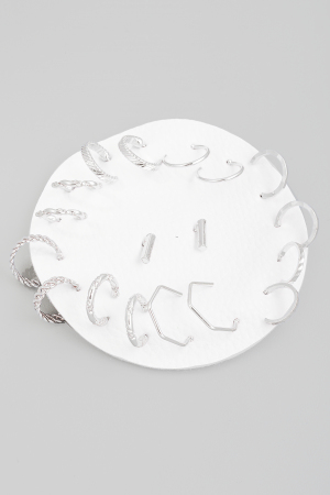 Mixed Metallic Hoop Earrings Set