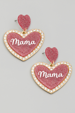 Mama Heart Drop Earrings