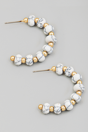 Mini Stone Beaded Hoop Earrings