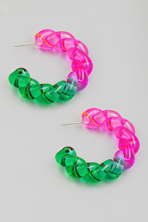 Resin Two Tone Twist Hoop Earrings
