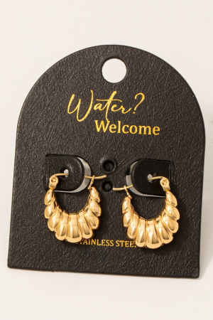 Stainless Steel Croissant Latch Hoop Earrings