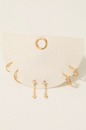 Dainty Rhinestone Hoop Dangle Earrings Set