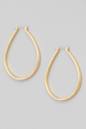 Thin Teardrop Latch Hoop Earrings