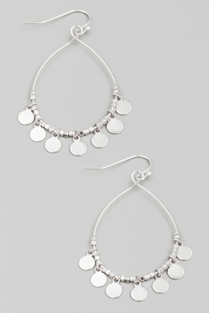 Coin Fringe Tear Drop Earrings
