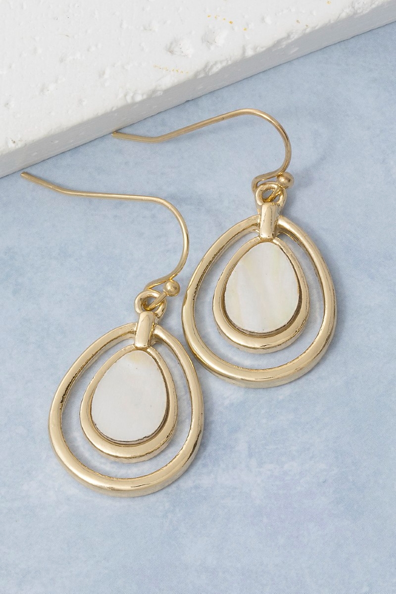Mother Of Pearl Layered Teardrop Earrings